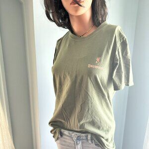 Browning Men's Flag Short Sleeve Casual Shirt Green and Gold